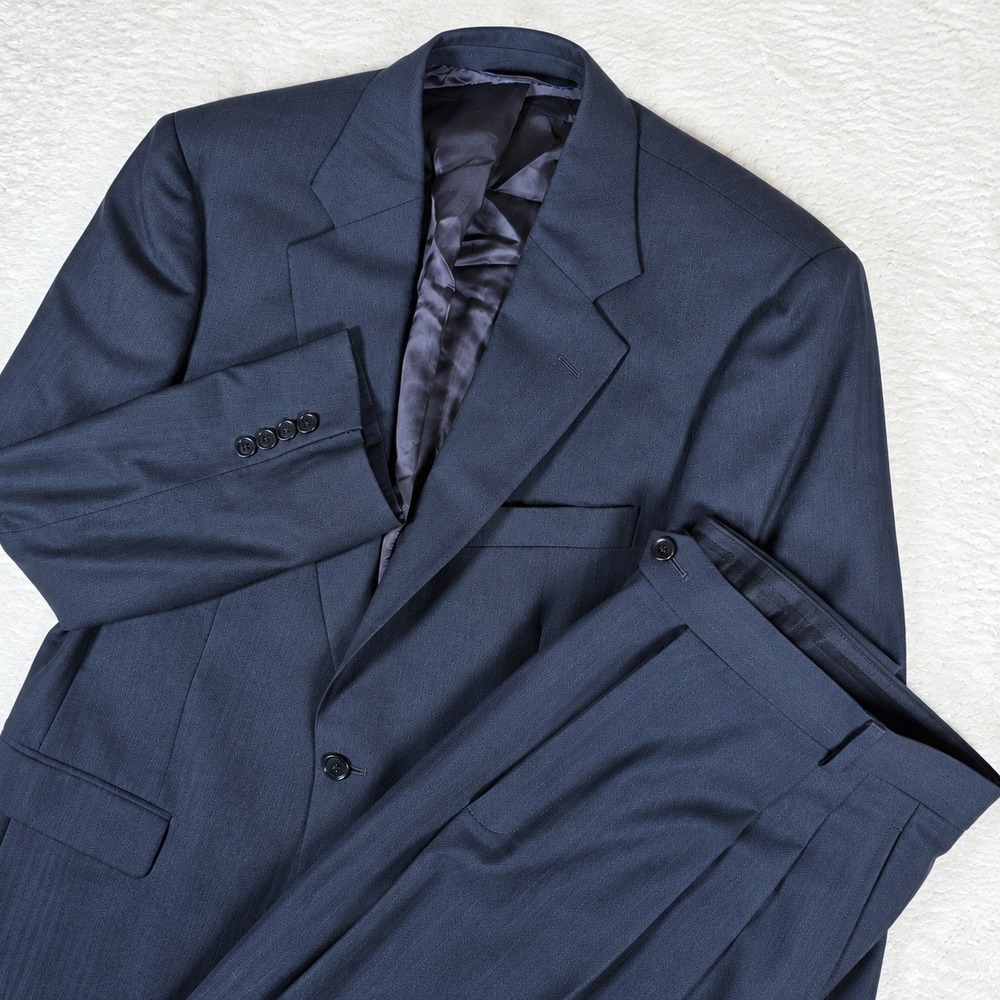Brooks Brothers Stretch 346 Full Suit Mens 39R Navy Wool Spandex Pleated Cuffed